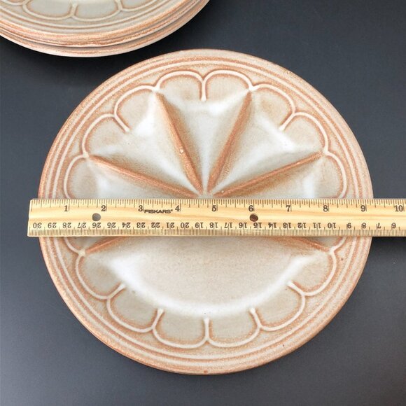 Beauce Ceramic Neutral Fondue Plates Set of 4 Handmade Ceramic Divided Dish - Picture 9 of 10